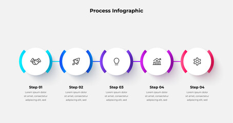 Linear Modern Infographic Showing Five Steps for Business Processes