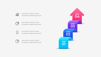 A visually appealing infographic featuring a four step ascending path design symbolizing growth and progress, complemented by modern icons for business and development concepts