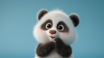 Fototapeta premium Adorable panda on a blue background