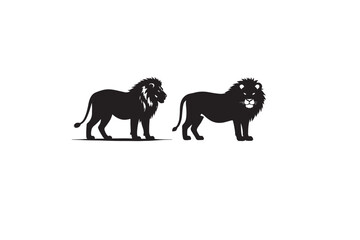 Lion vector silhouette black and white color image adobe illustrator. eps