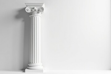 Fototapeta premium Elegant Roman column against stark white backdrop, pillar, simple, relief