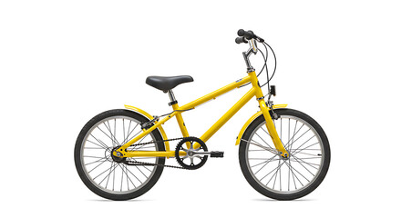 Fototapeta premium Bright Yellow Children's Bicycle, Isolated on White, Clean Studio Shot.