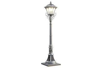 Fototapeta premium Modern decorative street lamp-post, isolated on a transparent background. Ideal for architectural designs, city planning visuals, outdoor lighting concepts, and urban infrastructure projects.