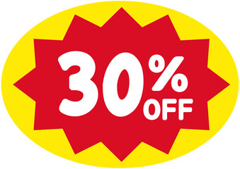 Supermarket 30% OFF Sale Sticker 

