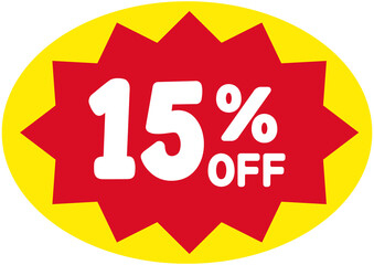 Supermarket 15% OFF Sale Sticker 
