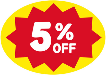 Supermarket 5% OFF Sale Sticker 

