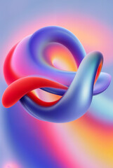 dreamy and colorful abstract 3D shape with soft gradients, fluid curves, and a glowing light effect, evoking a surreal and futuristic aesthetic.