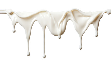 Dripping milk isolated on transparent white background, clipping path, pen tool