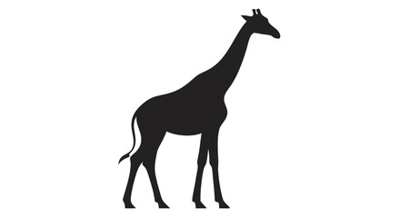Fototapeta premium Giraffe Silhouette – Standing Giraffe Vector Illustration in Black