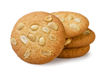 Cookies with peanuts close-up on a white background. Isolated