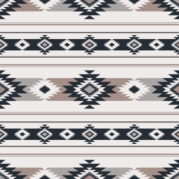 Modern beige color aztec southwest pattern. Vector aztec southwestern Navajo geometric seamless pattern. Ethnic geometric pattern use for fabric, textile, home decoration elements, upholstery, etc.