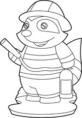 Racoon Firefighter Fire extinguisher Fire department Animal Vector Graphic Art Illustration