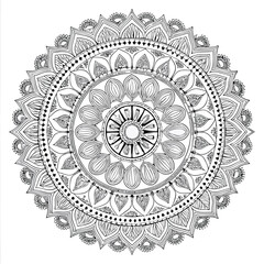 Circular pattern in the form of a mandala. Henna tatoo mandala. Mehndi style. Decorative pattern in oriental style. Coloring book page.