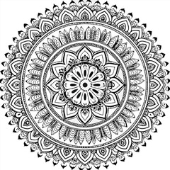 Circular pattern in the form of a mandala. Henna tatoo mandala. Mehndi style. Decorative pattern in oriental style. Coloring book page.