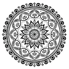 Circular pattern in the form of a mandala. Henna tatoo mandala. Mehndi style. Decorative pattern in oriental style. Coloring book page.