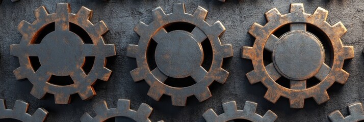 Metallic Silver Gears on a Sleek Background Industrial Design and Engineering Concept