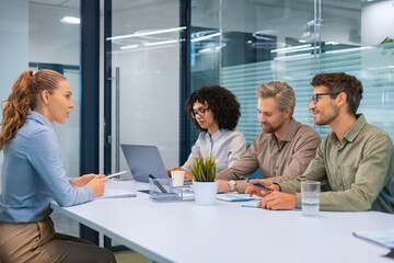 Job interview process is in office.