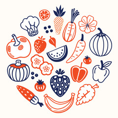 Illustration of fresh fruit — hand-drawn vector elements