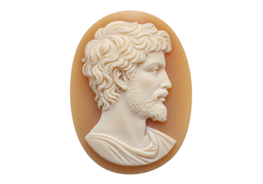 Antique Cameo Roman Emperor Profile Portrait Carving on Transparent background