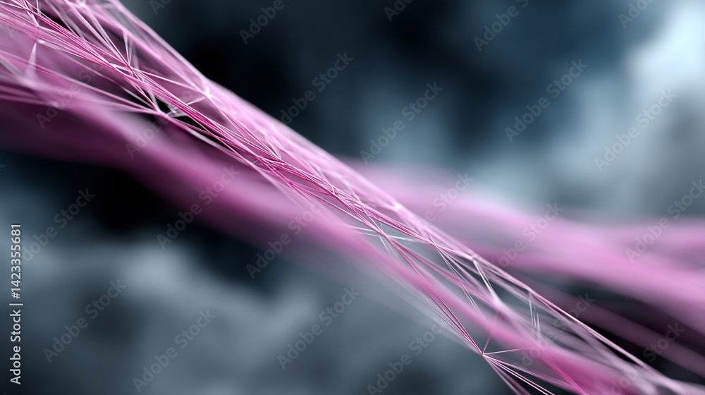 Poster abstract network of pink and gray lines. a dynamic, intricate web structure