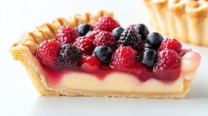 Delicious slice of berry tart with custard filling