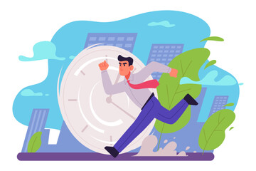 Time managements. Frustrated business people busy characters have problems with multitasking and deadlines exact vector background