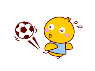 ボールを蹴るひよこ