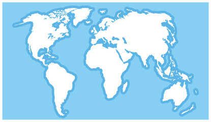 white world map on blue gradient background