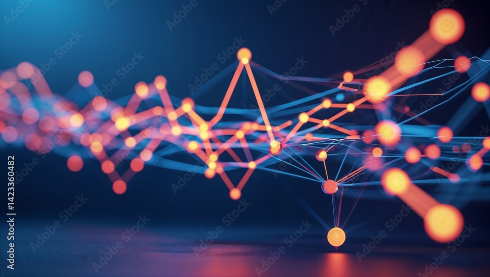 Poster Abstract representation of network connections illustrating technology and data flow in a dynamic digital environment