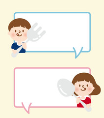 어린이집 유치원 급식 메뉴 메모지 숟가락 포크 말풍선