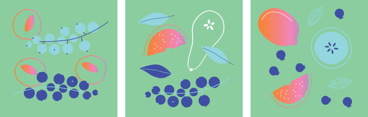 Appetizing fruit, vegetables and berries collection.