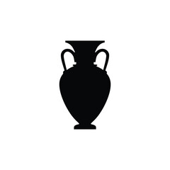Antique vase silhouette icon isolated on white background. Vector illustration.