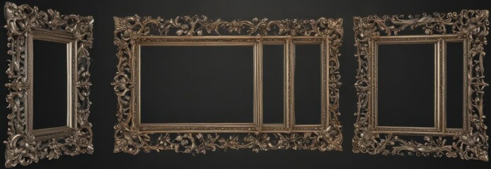 Gilded silver floral frames, antique aesthetic , silver frame, intricate, leaf