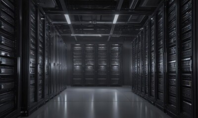 Obraz premium Gleaming server racks in a climate-controlled facility , advanced, data center
