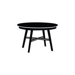 Silhouette of Modern Round Wooden Table