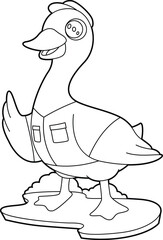 Duck Cop Police hat Police Animal Vector Graphic Art Illustration