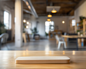 Obraz premium Blurred co-working cafe with laptops and business people. A friendly business atmosphere.