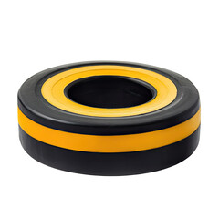 Round black and yellow tire