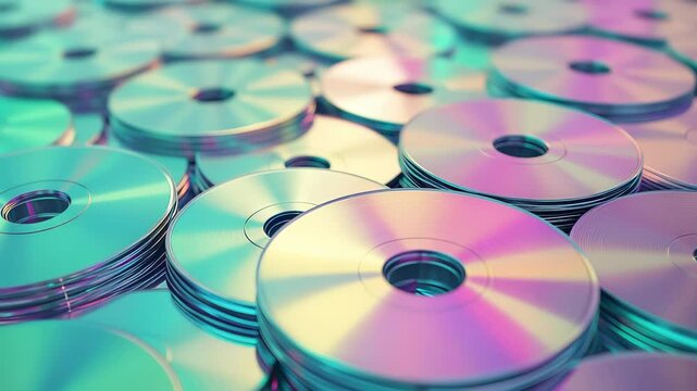 Colorful Pile of Reflective CDs
