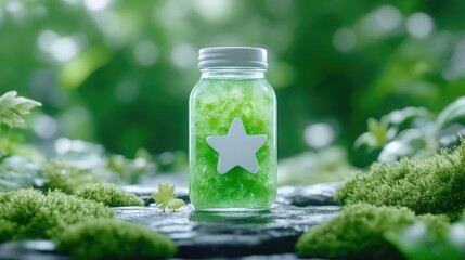 Enchanted green elixir in a bottle