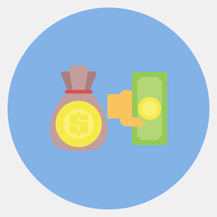 Icon cash back. Cashless society elements. Icon in color mate style.