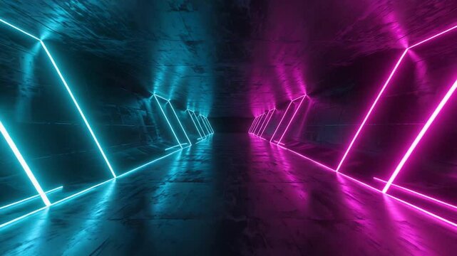 Neon Lights Corridor: A Futuristic Digital Art