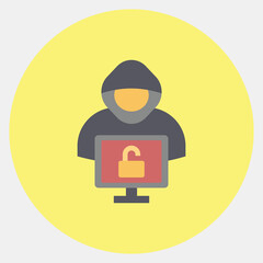 Icon cyber crime. Cashless society elements. Icon in color mate style.