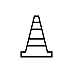 Traffic cone line icon isolated on white background