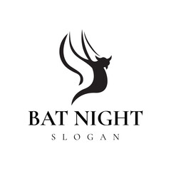 Black Bat Silhouette Vector Design Wildlife Animal Logo