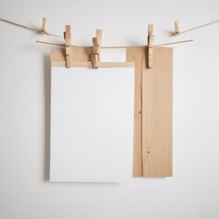 blank paper hanging on clothesline