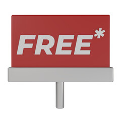 3d render banner with FREE text and star sign. free illustration concept with terms and conditions