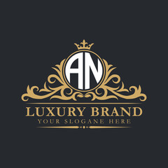 Luxury letter logo with crown initial monogram calligraphic.
