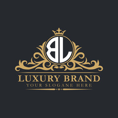Luxury letter logo with crown initial monogram calligraphic.
