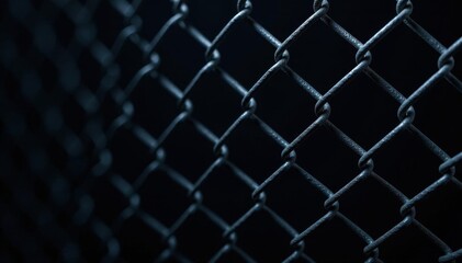 Fototapeta premium Strong, textured steel netting isolated on black , grid pattern, barrier, studio shot